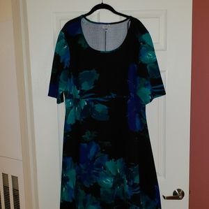 22/24 W Turquoise / Black Empire Waist Dress